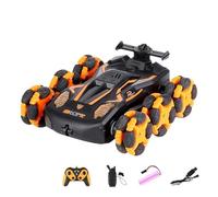 ICDKOYK Coche acrobático teledirigido fácil de controlar, batería de Larga duración, Coche teledirigido para niños, rotación de 360°, Juguete ABS RC, Naranja, Control Remoto Dual