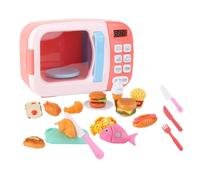 ICDKOYK Juego de Cocina Interactivo para niños, Juego de Cocina Realista para niñas, microondas, Comida Falsa, simulación, microondas para niños , Rosa , 31 Piezas