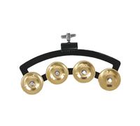 ICDKOYK Pandereta de percusión manual, accesorio para sesiones de canto entre adultos y niños, y vibrantes reuniones Instrumento percusión pie, piezas campana metal, oro, 17x7x2cm