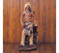 ICE ARMOR 11" H Indian Warrior with Eagle Statue Native American Decoration Figurine Office Desk/Home/Living Room/Table Decor, House Warming Gifts for New Home