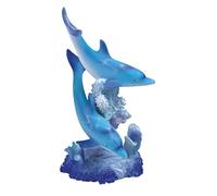 ICE ARMOR Figura decorativa de delfines azules de 5.5 pulgadas de alto nadando alrededor de coral, decoración de vida marina, escritorio de oficina, hogar, sala de estar, decoración de mesa, regalo