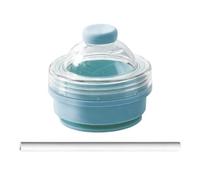 Ice Ball Maker Cup - Innovative Foldable Cooling Solution, Integrated Travel Lid & Reusable Straw, 325ml Liquid Capacity, Space Saving Portable Design, Vivid Blue Yellow Options Token- For Gym & Hik