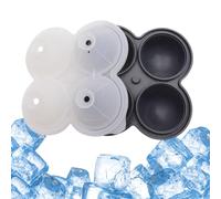 Ice Ball Maker Mold - 4 cavidad silicona bandeja, molde de hielo flexible | Cócteles de whisky de liberación fácil Fabricante de bolas de hielo con tapa, cubo de hielo para bebidas de