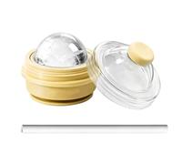 Ice Ball Maker Mold - Silicone Leakproof Foldable 325ml, Straw Lid Sphere Tray, Portable Gear | Kitchen Gym Office Travel Hiking Outdoor, Milk Beer Soda Cocktail Accessory | Home Party Bar Picnic