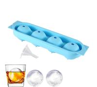 Ice Ball Maker, Silicone Ice Tray, 4 Cavity Mold, Easy Release Sphere Tray for Home Bar Party Apartment Office Cocktail Picnic Summer Drinks Wine Juice Use Bartenders Entertainers Guests System