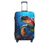 Ice Blue Ocean - Fundas para equipaje de viaje de tortugas marinas - Protector de veliz elástica para equipaje de 18 a 32 pulgadas, Negro -, Mediano