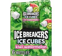 ICE BREAKERS Ice Cubes Kiwi Watermelon Sugar Free Chewing Gum Bottles, 3.24 oz (6 Count, 40 Pieces)