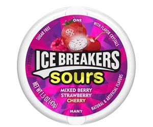 Ice Breakers Sours - Mentas mixtas de bayas sin azúcar, 42 g