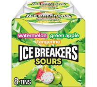 ICE BREAKERS Sours Mints (Green Apple, Tangerine, and Watermelon, 1.5-Ounce Containers, Pack of 8)