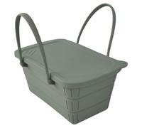 Ice Buckets, Silicone Foldable Beer Bucket with Lid, 8.66x4.53x4.72 inches, Large Capacity Party Supply, Ideal for Picnic, Pool, BBQ, Gatherings, Home Bar, Beach Outing, Black/Gray