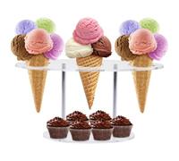 Ice Cream Cone Holder - 3.74in 3 Holes Clear Acrylic Cone Holder Stand