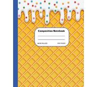 Ice Cream Drip Composition Notebook: Wide Ruled | 7.5" x 9.25" | 200 Pages: Cute School Notebook for Students, Baseball & Softball Fans