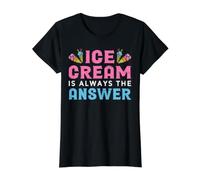 Ice Cream Is Always The Answer Camiseta gráfica económica, Mujer, Negro, M