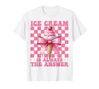 Ice Cream Is Always The Answer Cono Girl Mom Pink Coquette Camiseta