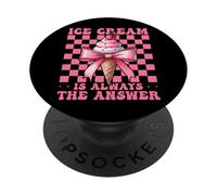 Ice Cream Is Always The Answer Cono Girl Mom Pink Coquette PopSockets PopGrip Adhesivo