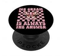 Ice Cream Is Always The Answer Cono Girl Mom Pink Coquette PopSockets PopGrip Adhesivo