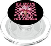 Ice Cream Is Always The Answer Cono Girl Mom Pink Coquette PopSockets PopGrip para MagSafe