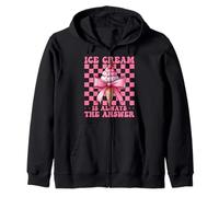Ice Cream Is Always The Answer Cono Girl Mom Pink Coquette Sudadera con Capucha