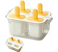 Ice Cream Mold - 4 Cavity Easy Release Design, Drip Proof Non Stick, Ice Pop Maker Mold Durable Reusable Treat Tray | Freezer Refrigerator Home Kitchen Summer Family Gathering Party