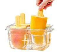 Ice Cream Mold, 4 Cavity Easy Release Drip-Proof, Ice Pop Maker, Homemade Tray, 18,6 x 11,5 x 13,5 cm Drip-Proof Design, Durable No Tick Material, Kitchen Tool for Freezer and Party