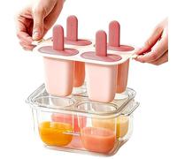 Ice Cream Mold, 4 Cavity Ice Pop Maker Tray, Non Stick Easy Release Silicone Lolly Mold with Drip Proof Design, Reusable Freezer Maker, Kitchen Dessert Tool for Home Use Family Parties