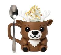 Ice Cream Pint Holder, Cute Reindeer 3D Printed Cup, Insulated Festive Holiday Grip, Fun Christmas Dessert Mug Design, Kids Snack & Yogurt Holder For Home Kitchen Parties Camping Picnics Summer Sweets