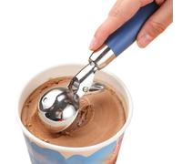 Ice Cream Scooper, Pop Top Fruit Scoop, Stainless Steel Spoon with Easy Release Design, Kitchen Tool for Cantaloupe, Cookie, Sundae Use, Dishwasher Safe, Meatball Baller, Home
