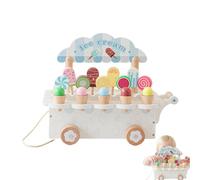 Ice Cream Shop Playset Wooden Cart Pretend Imaginative Game