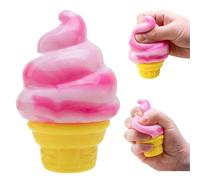 Ice Cream Squishy Squeeze Fidgets Toy,Summer Sensory Stress Relief,Slow Rise Sensory Fidget Toy, Easter Squeeze Toys, Stress & Anxiety Relief for Kids & Adults (Pink)