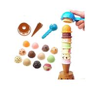Ice Cream Stacking Tower Balancing Game with Scooper for Childrens Kids Boys Girls Pretend Food Play Set Kitchen Dessert