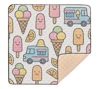Ice-Cream Summer - Alfombra de juego antideslizante para bebé, estilo libro de cuentos, para piso, portátil, acolchada, para bebés y niños pequeños, 50 x 50 pulgadas