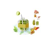 Ice Cube Bottle,2 en 1 Portable Ic e Cub e MoldBottle with Lid and Bin,Zero-Touch Press Cub-e MoldBottle,Portable Ice Cube Making Bottle for Freezer/Travel/Gym & Home Use,Brings Summer Refresshing