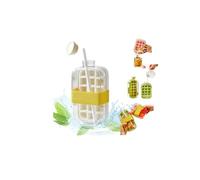 Ice Cube Bottle,2 en 1 Portable Ic e Cub e MoldBottle with Lid and Bin,Zero-Touch Press Cub-e MoldBottle,Portable Ice Cube Making Bottle for Freezer/Travel/Gym & Home Use,Brings Summer Refresshing