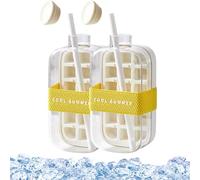 Ice Cube Bottle 2-in-1: 500/800ml Zero-Touch Press Ice Maker with Straw, Leakproof Water Cup & Freezer Tray, Touch-Free Design for Coffee/Juice/Travel (2pcs White,800ml)