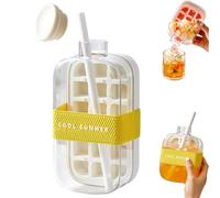 Ice Cube Bottle, 2 in 1 Touch-Free Ice Cube Tray Water Bottle, IceCube Making Bottles WaterBottle with Lid and Bin, Effortless IceRelease, Ideal for Coffee, Juice (White,800ml)