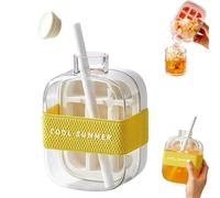 Ice Cube Bottle, 2 in 1 Touch-Free Ice Cube Tray Water Bottle, IceCube Making Bottles WaterBottle with Lid and Bin, Effortless IceRelease, Ideal for Coffee, Juice (White,500ml)