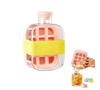 Ice Cube Bottle, Botella de Agua 2 En 1, Botella de Cubo de Hielo con Paja, Liberación de Hielo, Cool Summer Ice Bottle Cup, 12 Compartimentos, para Cócteles, Whisky, Café (500ml, Rosa)