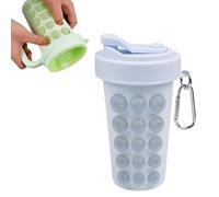 Ice Cube Maker, 2 in 1 Ice Ball Bottle with Lids & Straw, Easy Release, Freezer Mould Bottle for Commuting Fitness Camping Beach (Bule-A)