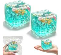 Ice Cube Squishy, Ice Cubes Marine Shells Squishy Square Shape, Soft Fidget Slow Rise Stress Balls, Anxiety Relief Stress for Adults (2Pcs)