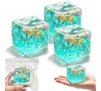 Ice Cube Squishy, Ice Cubes Marine Shells Squishy Square Shape, Soft Fidget Slow Rise Stress Balls, Anxiety Relief Stress for Adults (3Pcs)