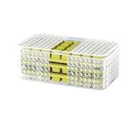 Ice Cube Tray 64 Grids Double Layer Easy Release Ice Maker Mold with Lid for Cocktail Whiskey Coffee Food Grade Plastic Material Efficient Freezing Durable Design (Green)