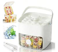 Ice Cube Tray with Lid and Storage Bin, 48-Cavity Easy Press Silicone Ice Moulds for Freezer, BPA Free One-Hand Reusable Trays with Tongs for Cocktail, Coffee, Home Bar & Kitchen Daily Use (White)