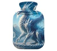 Ice Dragon2 - Botella de agua caliente con cubierta suave, calentador de pies y manos, botellas de calor para calambres menstruales, alivio del dolor, 1 litro