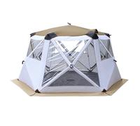 Ice Fishing Tent Tienda de campaña portátil para Pesca en Hielo para 4-6 Personas, con Esterilla extraíble, Ideal para Senderismo.(Khaki)