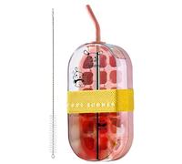 Ice Maker Bottle - 2 in 1 Reusable Drink Container Straw for Cold Beverages | BPA Free Resin with Integrated Ice Tray System, Portable Cooling Flask for Kitchen Office Travel Outdoor