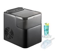 Ice Maker Machine, 1.4L Cubo de Hielo portátil, 12 kg/24h, 9 Cubitos de Hielo de Bala en 6 Minutos, Fabricantes de Hielo autolimpiadores con Canasta y Cucharada, 2 tamaños de Hielo Bala Black