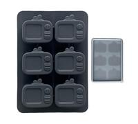 Ice Maker Mold, TV Themed Silicone Tray, 6,3 x 4,33 x 0,79 pulgadas, 6 ranuras de diseño con sellado Lid and Food Safe Construction for Whiskey Juice Cocktails Kitchen Bar Entertaining Needs
