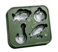 Ice Mold - 4-Grid Fishing Theme Realistic Bar Whiskey Reusable Mould | Ice Molds Drink for Chocolates Gummies Jellies Parties Birthday Cocktail Freezer Bar
