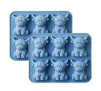 Ice Mold Tray - 2 Pieces Reusable Fun 3D Cow Shaped Ice Maker, 6.3x5.31 Inches Novelty Iced Cube Molds for Drinks Cocktails Water Kitchen Home Refrigerator Use, Reusable Iced Mold
