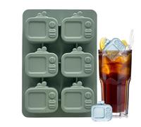 Ice Mold, TV-Shaped Silicone Tray, 6-Cavity Reusable Freezer with Lid, Food-Grade Nonstick Baking Mould for Whiskey, Wine, Juice, Cocktails, Home Bar Party RV Use